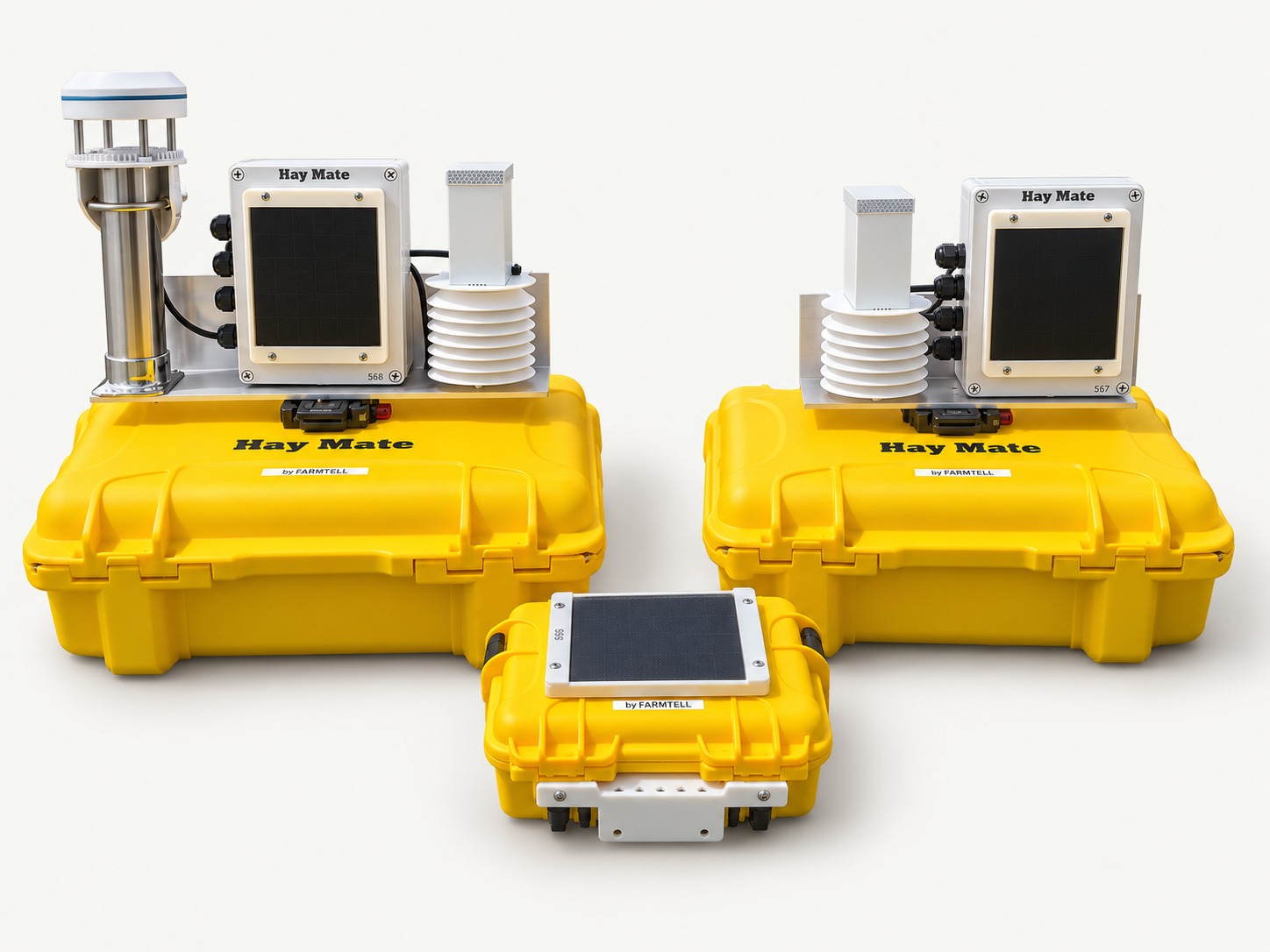 Hay Mate Mini, Medium and Max with solar panels and current monitoring sensors